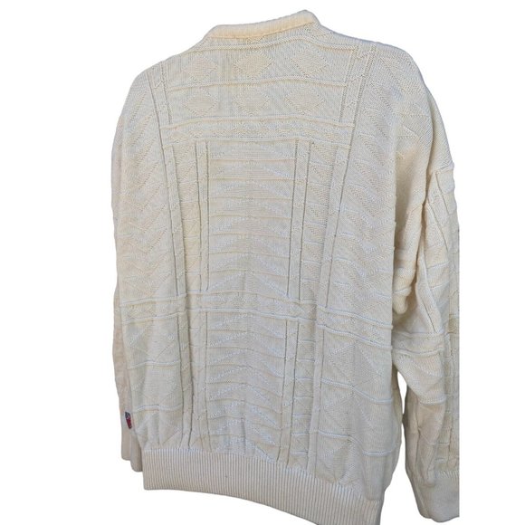 Vintage Mens Le TRICOT MARINE Ireland White Ribbed cotton Sweater Large Flags - Picture 3 of 13
